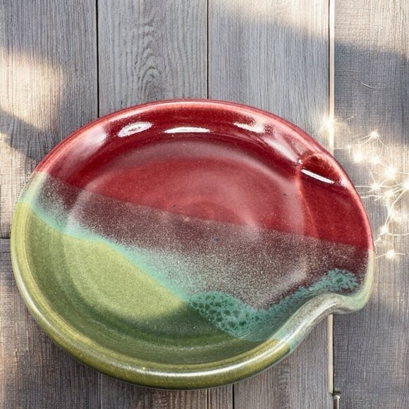 Vintage Hand Made Studio Pottery Spoon Rest Holder Container Artist Signed VTG - Picture 1 of 13